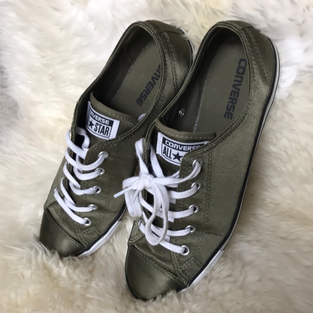 Satin Olive Green Converse Shoes